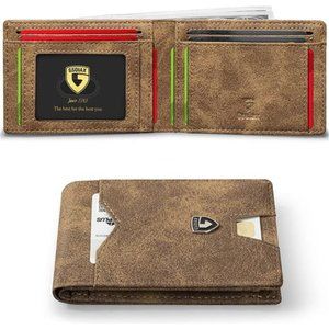 Mens Premium Slim Wallet Leather Carbon Fiber Rfid Blocking Credit Card Holder